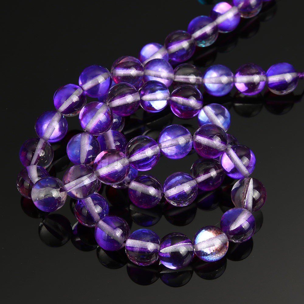 Glas Perle, rund, keine, Bohrung:ca. 1mm, Länge:ca. 15.5 ZollInch, verkauft von Strang