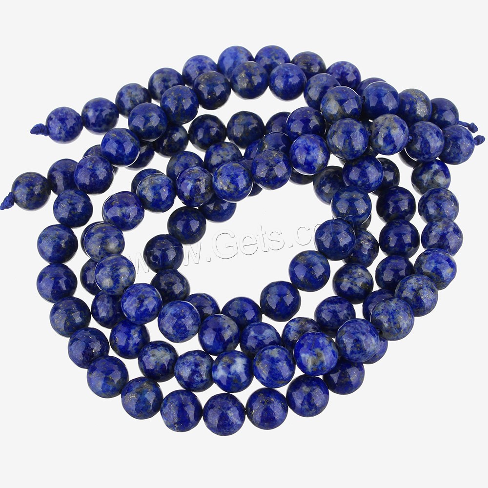 Perles de pierre lasurite naturelles, lapis lazuli naturel, Rond, normes différentes pour le choix, Niveau AA, Longueur:Environ 15.5 pouce, Vendu par brin