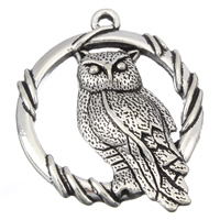 Zinc Alloy Animal Pendants, Owl, antique silver color plated, lead & cadmium free Approx 2mm, Approx 