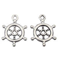 Zinc Alloy Ship Wheel & Anchor Pendant, antique silver color plated, nautical pattern, lead & cadmium free Approx 2mm, Approx 