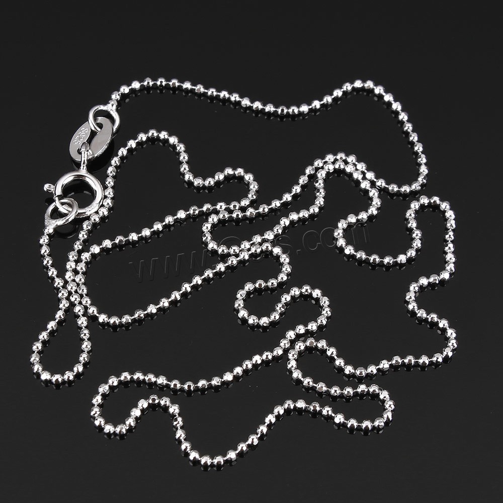 Collar de cadena de plata esterlina, plata de ley 925, longitud diferente para la opción & cadena de la bola, 1mm, Vendido por Sarta