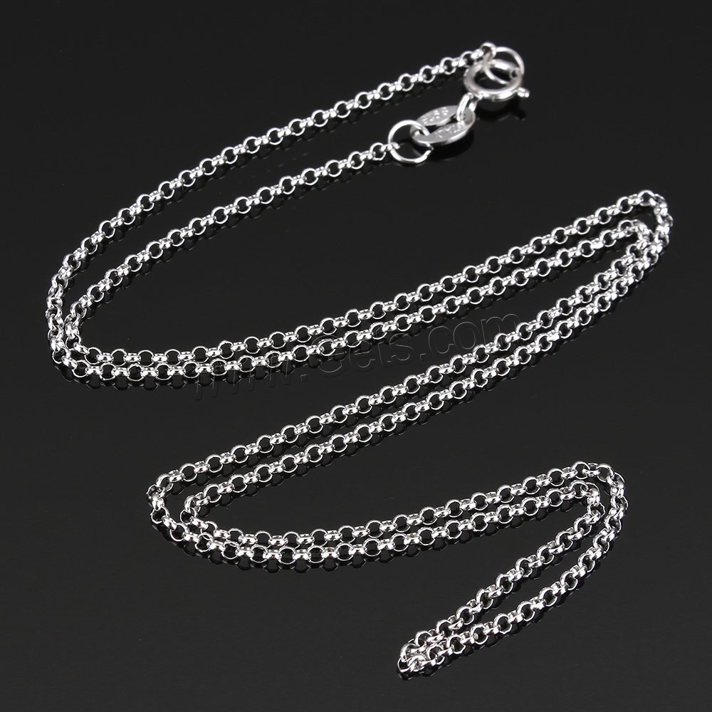 Collar de cadena de plata esterlina, plata de ley 925, longitud diferente para la opción & cadena Rolo, 1.5x1.5x0.5mm, Vendido por Sarta