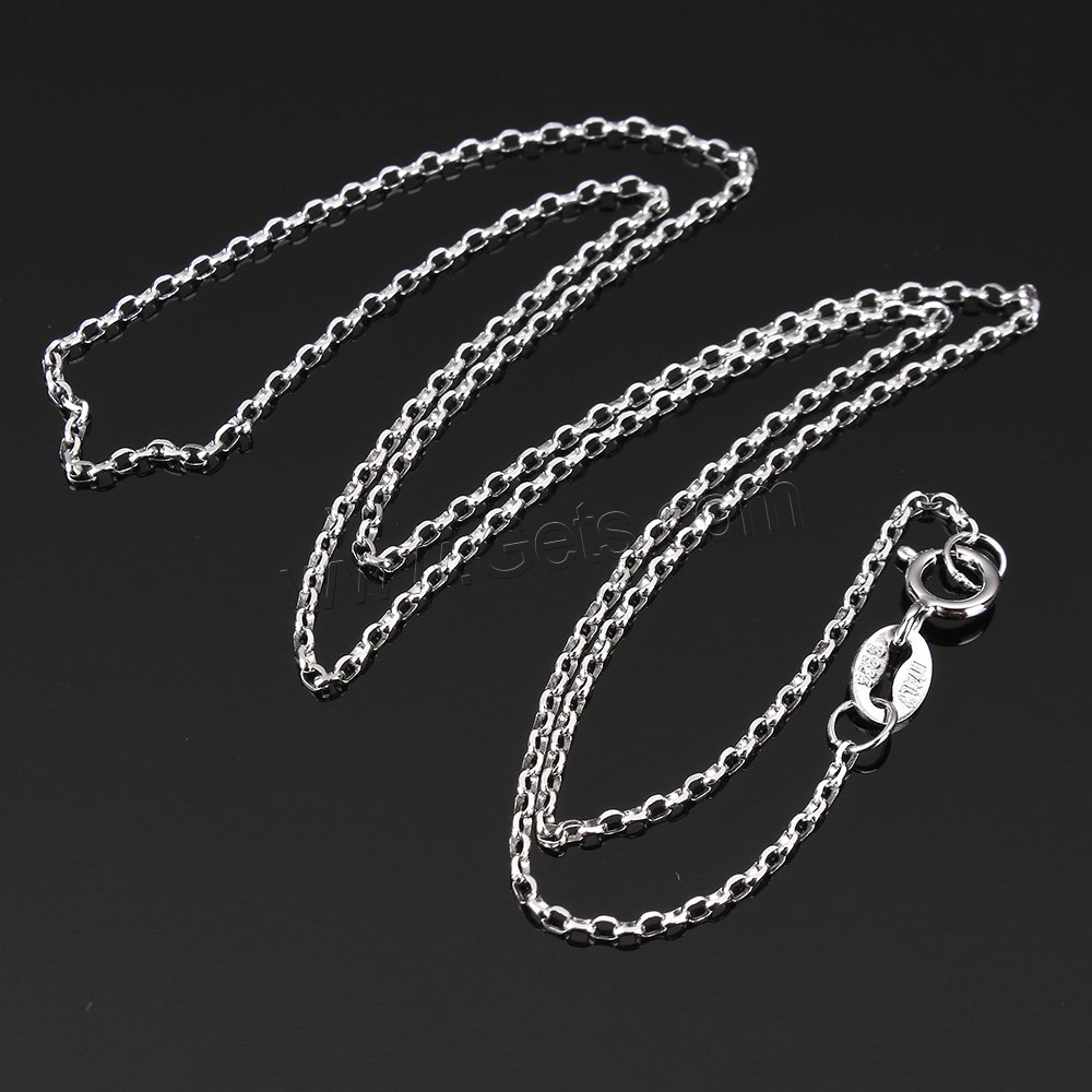 Sterling Silver Necklace Chain, 925 Sterling Silver, different length for choice & oval chain, 1.4x1.2x0.5mm, Sold By Strand