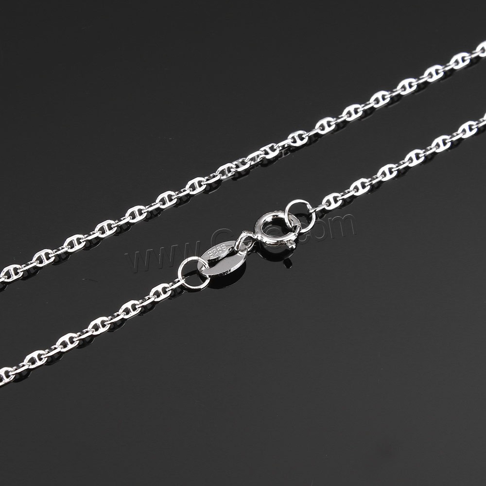 Sterling Silver Necklace Chain, 925 Sterling Silver, different length for choice & mariner chain, 2.5x1.5x0.3mm, Sold By Strand