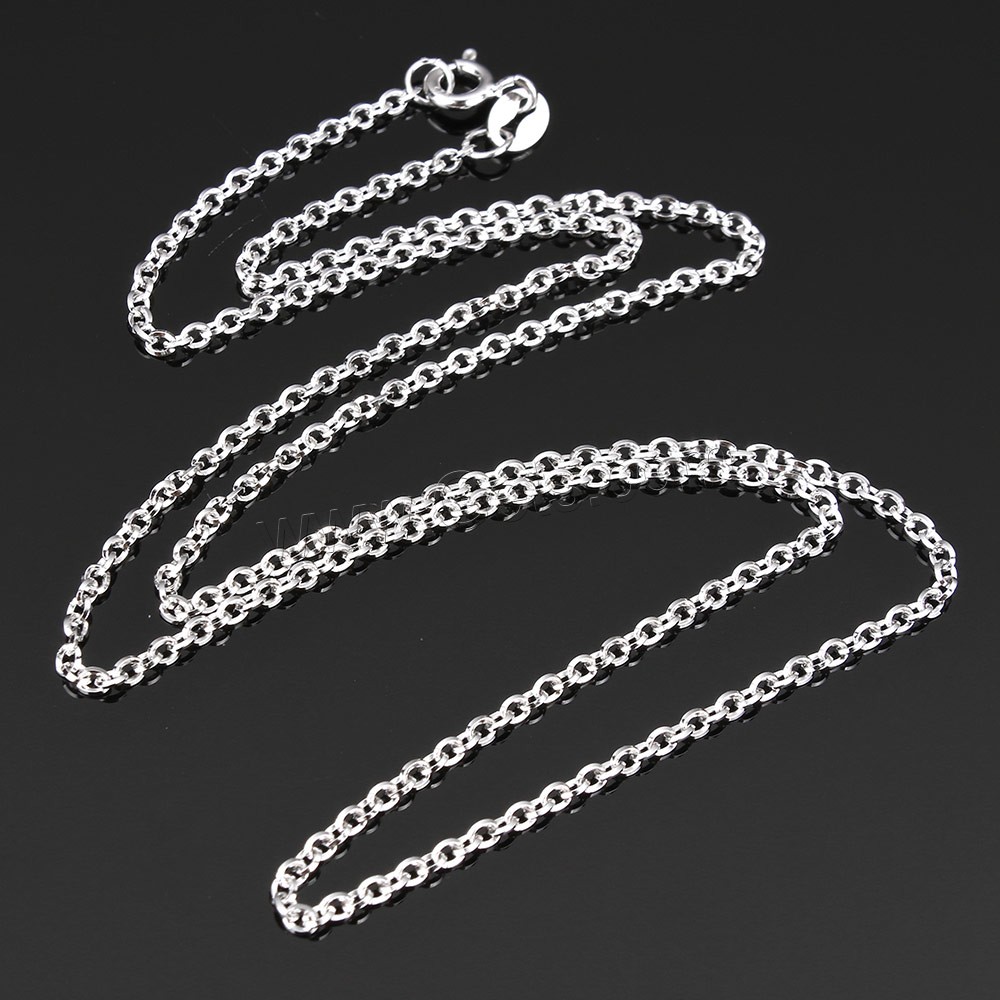 Sterling Silver Necklace Chain, 925 Sterling Silver, different length for choice & oval chain, 2x1.8x0.4mm, Sold By Strand