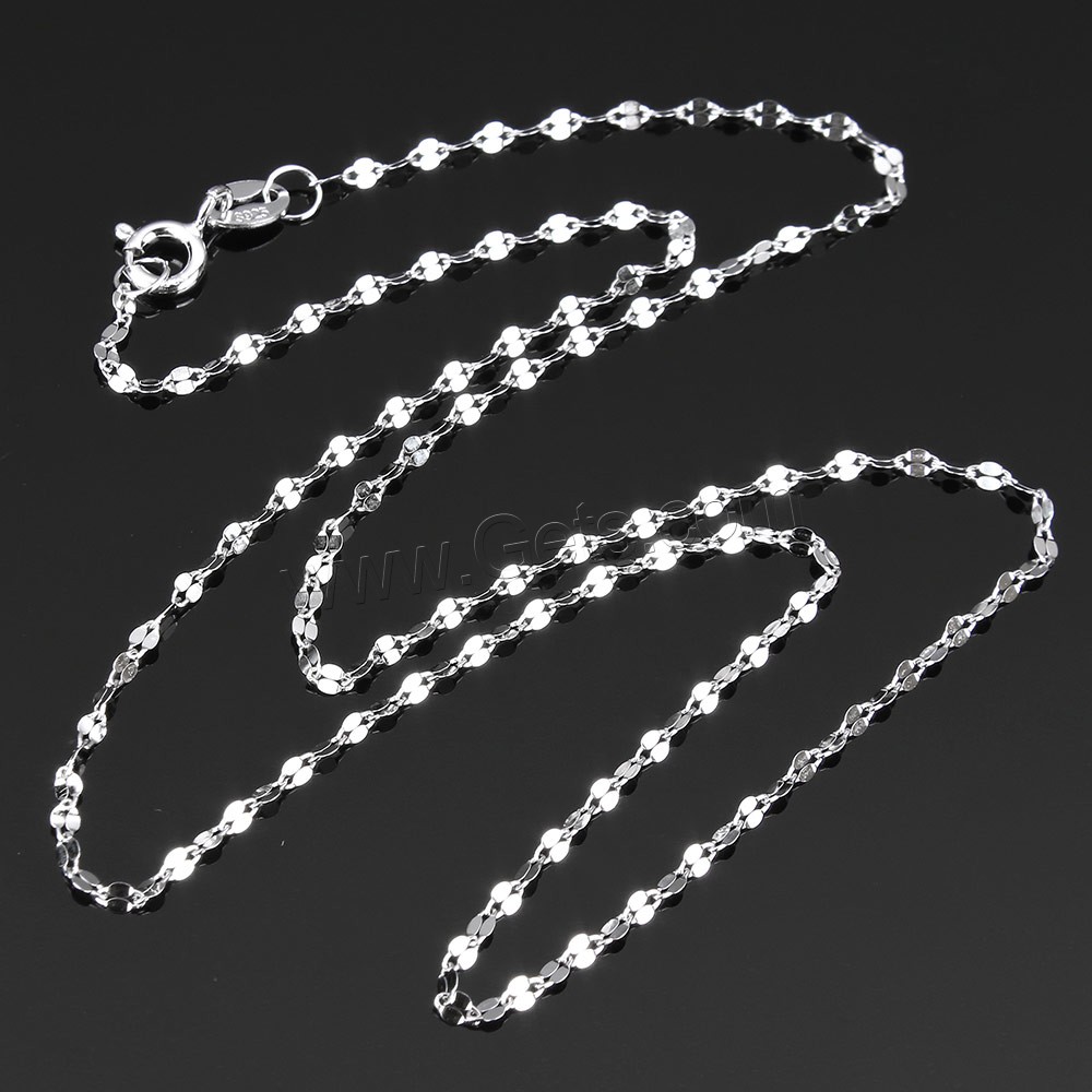 Collar de cadena de plata esterlina, plata de ley 925, longitud diferente para la opción, 2.7x1.6x0.2mm, Vendido por Sarta