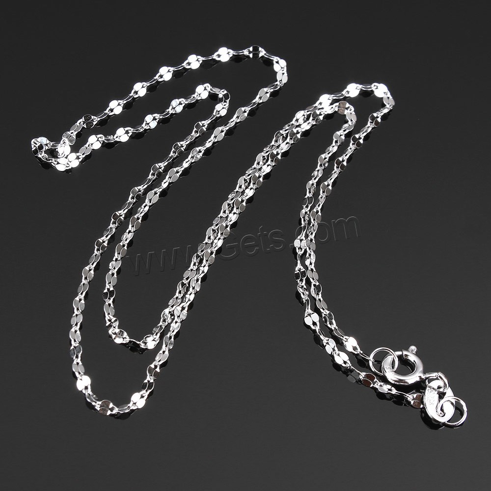 Collar de cadena de plata esterlina, plata de ley 925, longitud diferente para la opción, 2.7x1.6x0.2mm, Vendido por Sarta