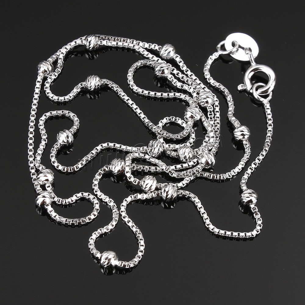 Sterling Silver Necklace Chain, 925 Sterling Silver, different length for choice & box chain, 0.8mm, 2.5mm, Sold By Strand