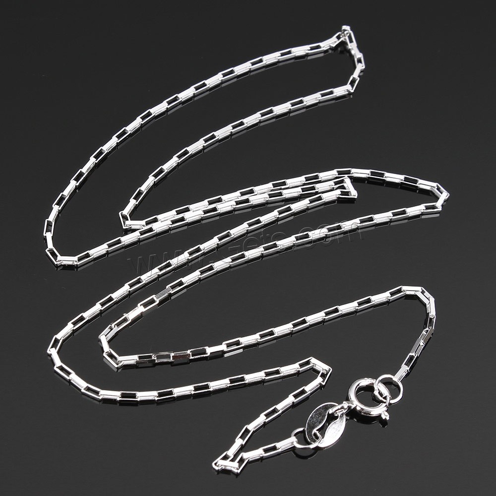Sterling Silver Necklace Chain, 925 Sterling Silver, different length for choice & rectangle chain, 2.4x1x0.5mm, Sold By Strand