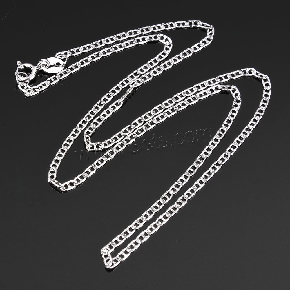 Sterling Silver Necklace Chain, 925 Sterling Silver, different length for choice & mariner chain, 4x2x0.3mm, Sold By Strand