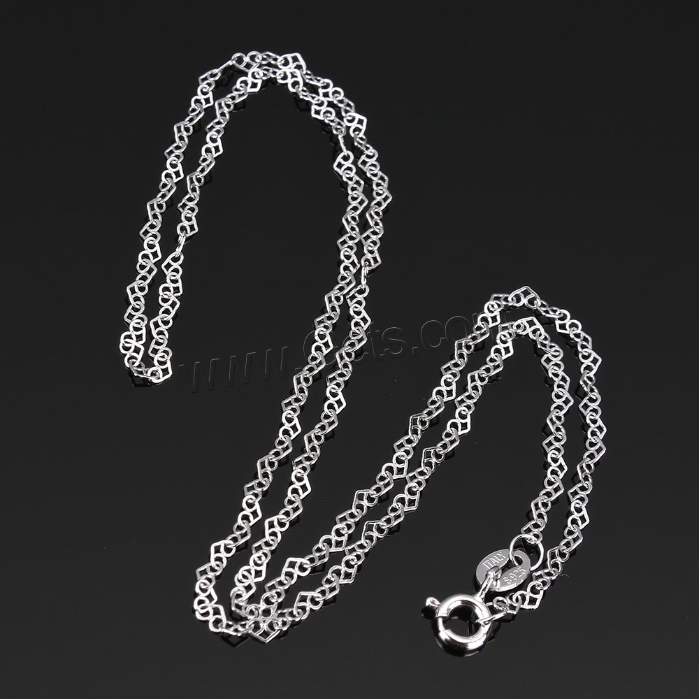 Sterling Silver Necklace Chain, 925 Sterling Silver, different length for choice & heart chain, 3.2x2x0.3mm, Sold By Strand