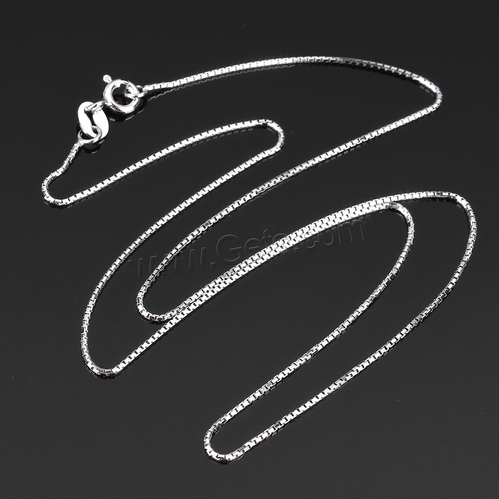 Sterling Silver Necklace Chain, 925 Sterling Silver, different length for choice & box chain, 0.8mm, Sold By Strand