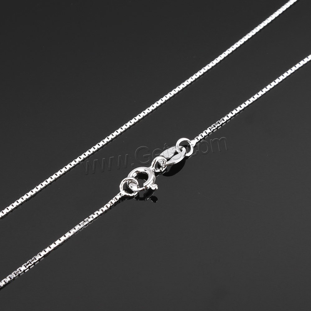 Sterling Silver Necklace Chain, 925 Sterling Silver, different length for choice & box chain, 0.8mm, Sold By Strand