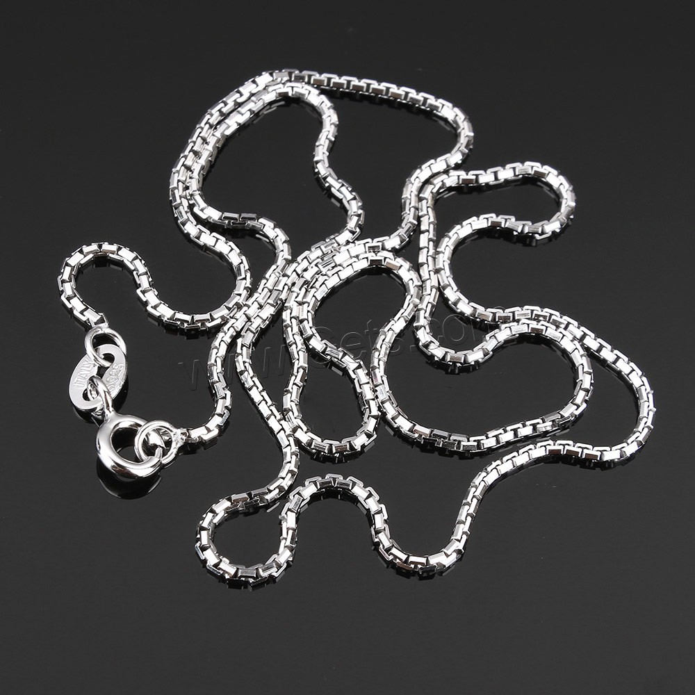 Collar de cadena de plata esterlina, plata de ley 925, longitud diferente para la opción & cadena de caja, 1.2x1.2mm, Vendido por Sarta