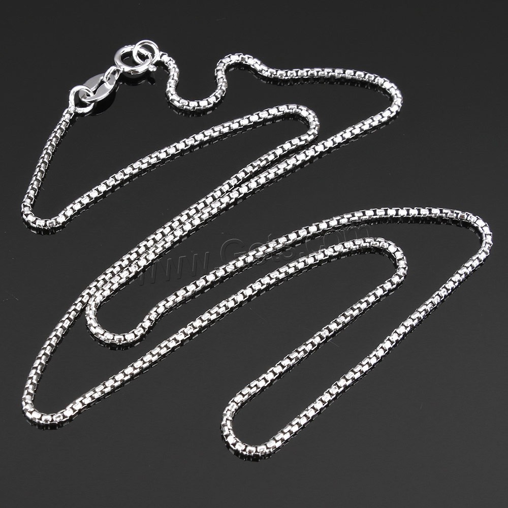 Sterling Silver Necklace Chain, 925 Sterling Silver, different length for choice & box chain, 1mm, Sold By Strand