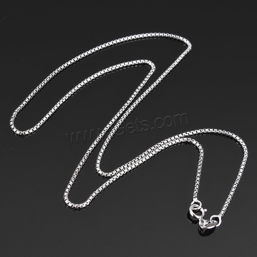 Sterling Silver Necklace Chain, 925 Sterling Silver, different length for choice & box chain, 1mm, Sold By Strand