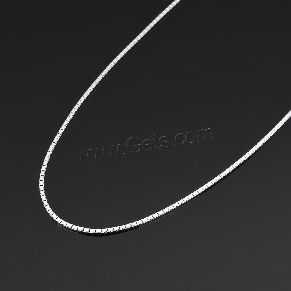 Sterling Silver Necklace Chain, 925 Sterling Silver, different length for choice & box chain, 1x1mm, Sold By Strand