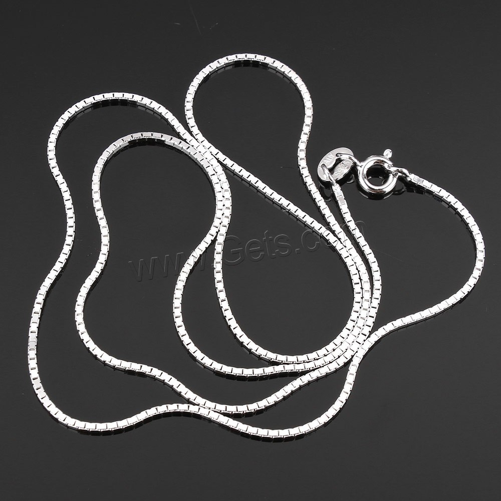 Collar de cadena de plata esterlina, plata de ley 925, longitud diferente para la opción & cadena de caja, 1x1mm, Vendido por Sarta