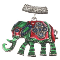 Zinc Alloy Animal Pendants, Elephant, antique silver color plated, enamel, lead & cadmium free Approx 6mm 