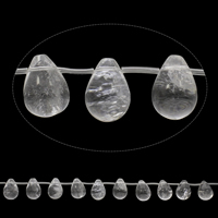 自然透明石英ガラス ビーズ, クリアクォーツ, 水滴, 天然 穴:約 1.5mm, 長さ:約 15.5 インチ, 約 22パソコン/ストランド, 売り手 ストランド