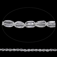Natürliche klare Quarz Perlen, Klarer Quarz, oval, 7x11mm-8x13mm, Bohrung:ca. 2mm, Länge:ca. 15.5 ZollInch, ca. 35PCs/Strang, verkauft von Strang