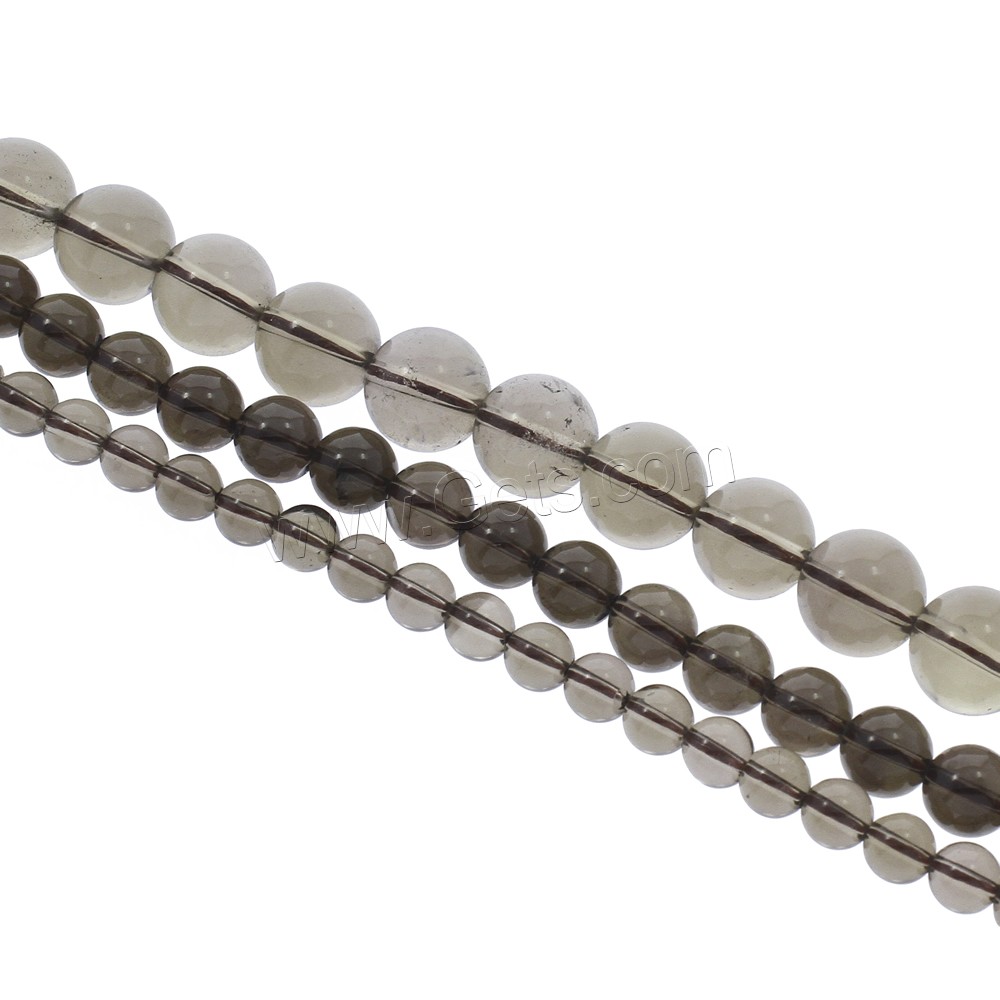 Natürliche Rauchquarz Perlen, rund, verschiedene Größen vorhanden, Bohrung:ca. 1.5mm, Länge:ca. 15.5 ZollInch, verkauft von Strang