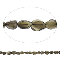 Natürliche Rauchquarz Perlen, facettierte, 12x15x10mm-17x18x13mm, Bohrung:ca. 2mm, Länge:ca. 15.5 ZollInch, ca. 22PCs/Strang, verkauft von Strang