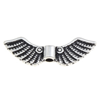Zink-Legierung -Engels-Flügel Beads, Zinklegierung, Flügelform, plattiert, keine, frei von Blei & Kadmium, 23x8x3mm, Bohrung:ca. 1mm, ca. 1000PCs/kg, verkauft von kg