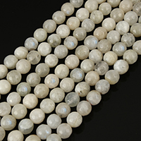 Mondstein Perle, rund, verschiedene Größen vorhanden & facettierte, Länge:ca. 15 ZollInch, verkauft von Strang