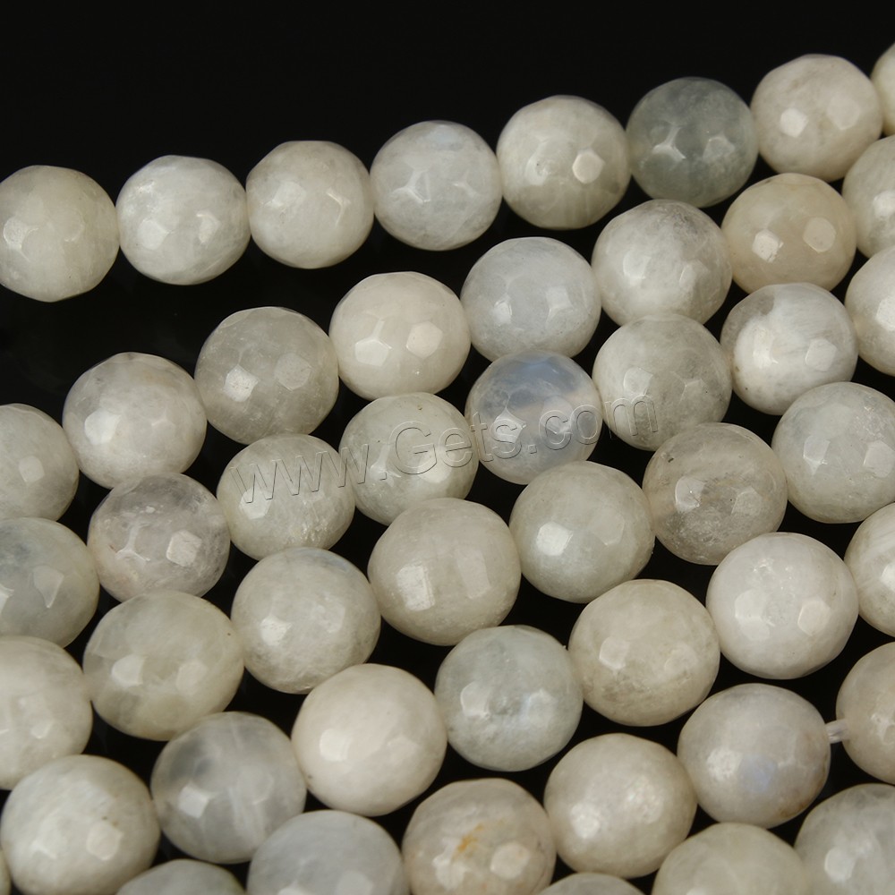 лунный камень Бусины, Круглая, разный размер для выбора & граненый, длина:Приблизительно 15 дюймовый, продается Strand