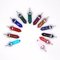 Mixed Gemstone Pendants, with Brass, pendulum, platinum color plated, natural 30mm Approx 