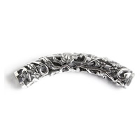 Zinc Alloy Tube Beads, antique silver color plated, with flower pattern & hollow Approx 6mm 