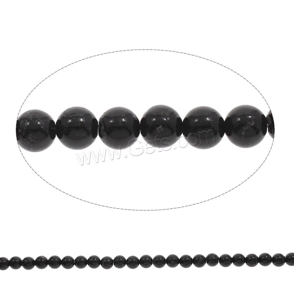 Pierre noire naturel, Rond, normes différentes pour le choix, Trou:Environ 1mm, Longueur:Environ 15 pouce, Vendu par brin