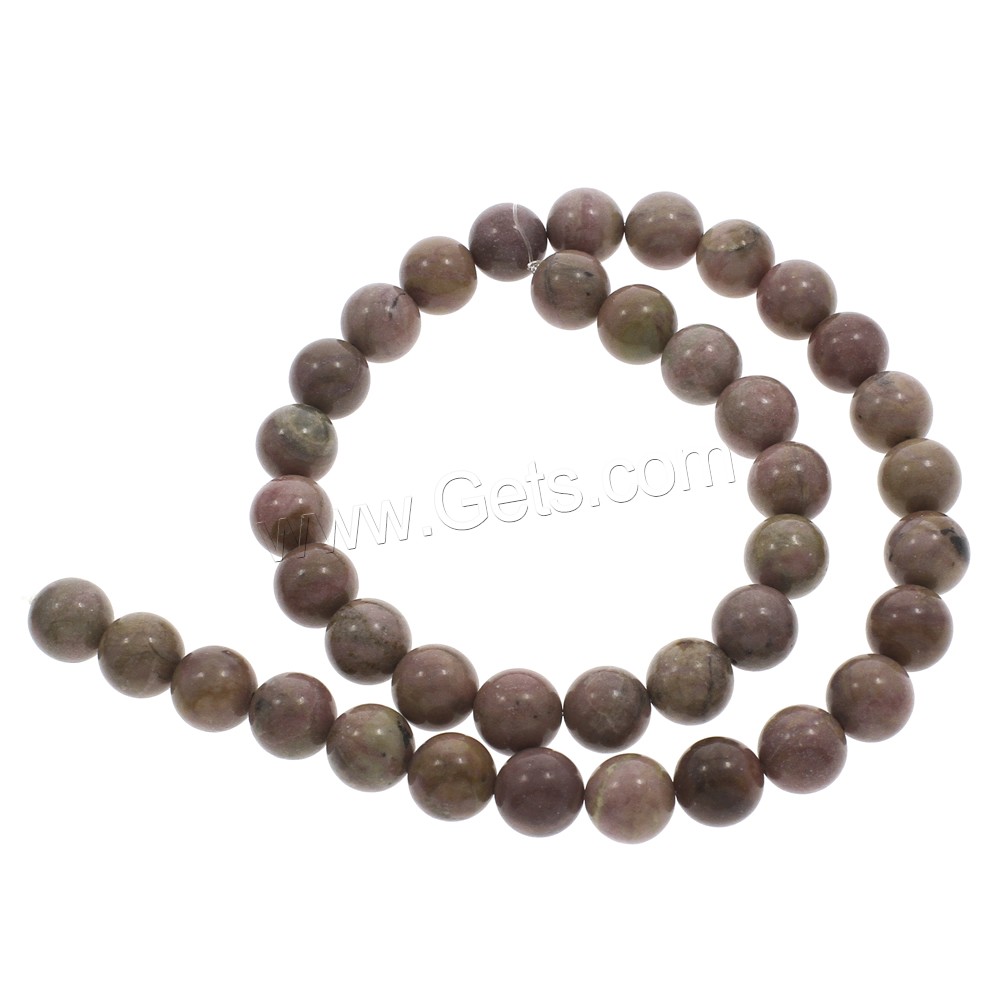 Rhodonit Perlen, rund, verschiedene Größen vorhanden, Bohrung:ca. 1mm, Länge:ca. 15 ZollInch, verkauft von Strang