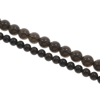 Natürliche Rauchquarz Perlen, rund, verschiedene Größen vorhanden, Bohrung:ca. 1mm, Länge:ca. 15 ZollInch, verkauft von Strang
