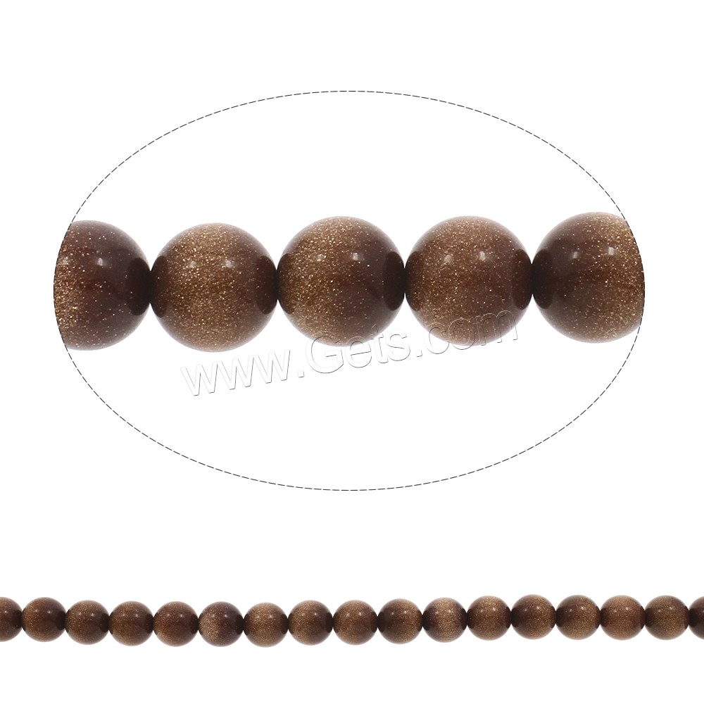Goldstone Beads, Round, different size for choice, Hole:Approx 1mm, Length:Approx 15 Inch, Sold By Strand