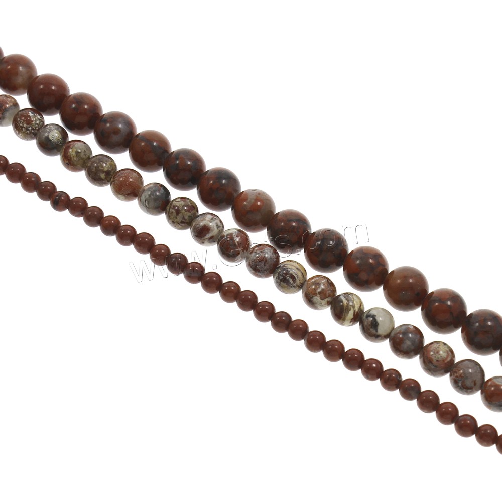 Perles en jaspe bréchique, Corde d'armure, Rond, normes différentes pour le choix, Trou:Environ 1mm, Longueur:Environ 15 pouce, Vendu par brin