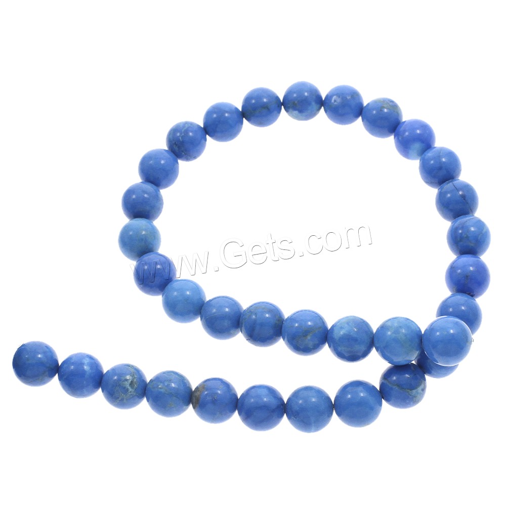 Perles en Turquoise synthétiques, Rond, normes différentes pour le choix, bleu, Trou:Environ 1mm, Longueur:Environ 15 pouce, Vendu par brin