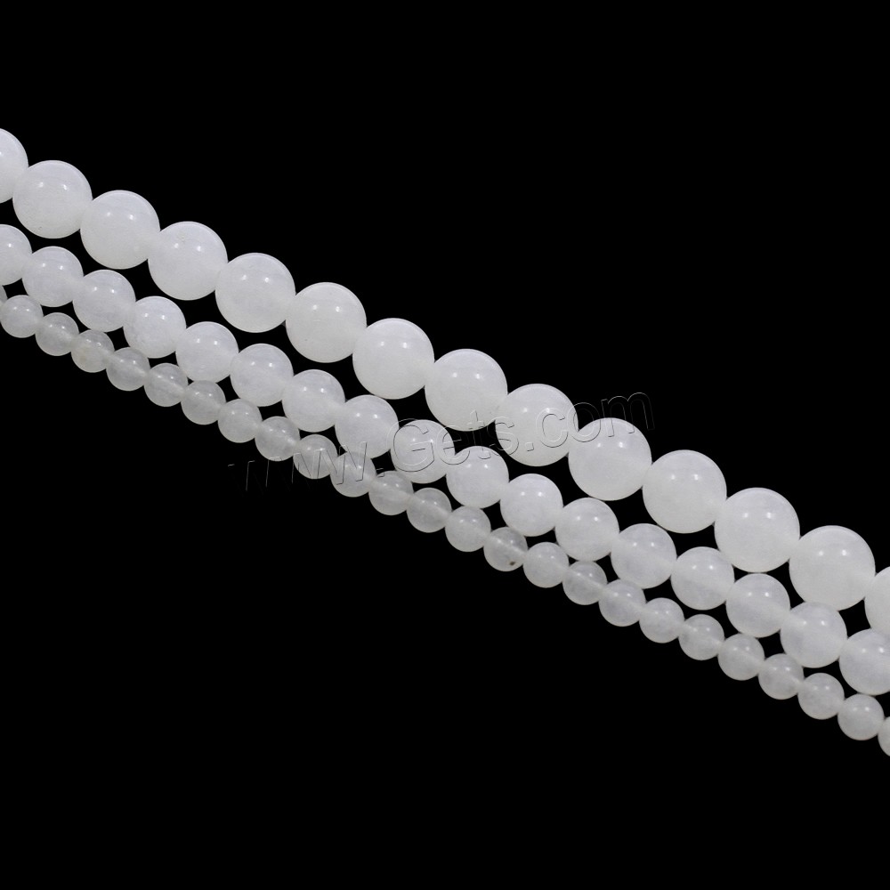 Weiße Chalcedon Perlen, Weiß Chalcedon, rund, verschiedene Größen vorhanden, Bohrung:ca. 1mm, Länge:ca. 15 ZollInch, verkauft von Strang