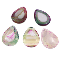 Natürliche Streifen Achat Perlen, Tropfen, farbenfroh, 39x53x6mm-40x55x7mm, Bohrung:ca. 1mm, verkauft von PC