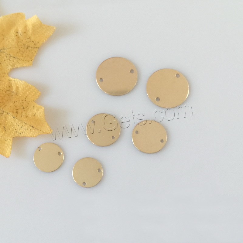 Разъемы с золотым покрытием, Медно-золото, Плоская круглая форма, 14K золото заполненные & разный размер для выбора & 1/1 петля, продается PC