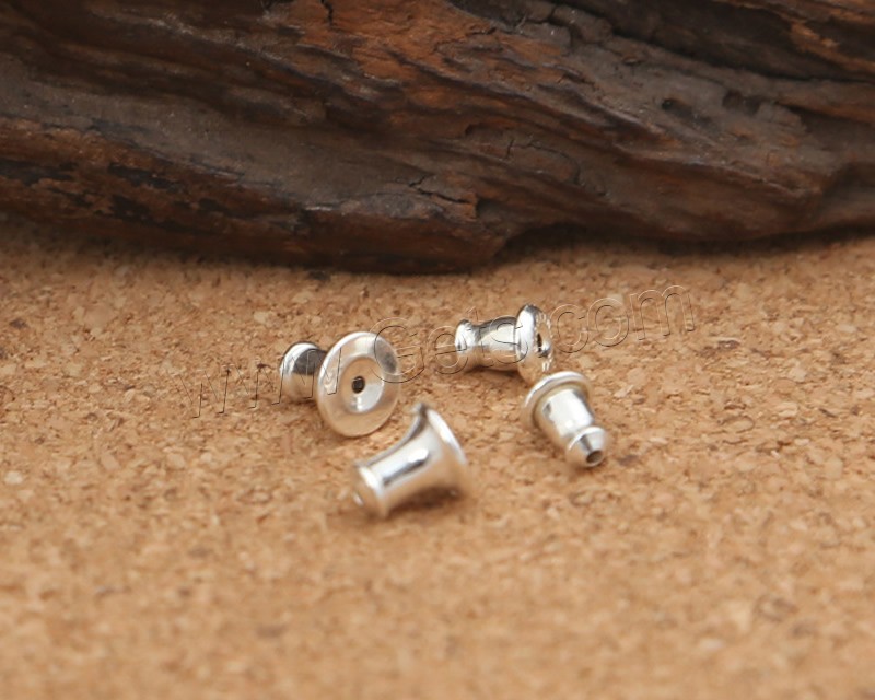 Sterling Silver Ear Nut Component, 925 Sterling Silver, different size for choice, Hole:Approx 1mm, Sold By Pair