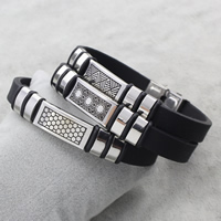 Bracelet en acier inoxydable Silicone, avec silicone, modèles différents pour le choix & émail Environ 7.5 pouce, Vendu par brin