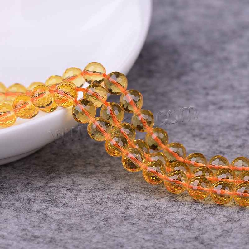 Natural Citrine Beads, Round, synthetic, 128-sided & November Birthstone & different size for choice & faceted, yellow, Hole:Approx 1-2mm, Length:Approx 15 Inch, Sold By Strand