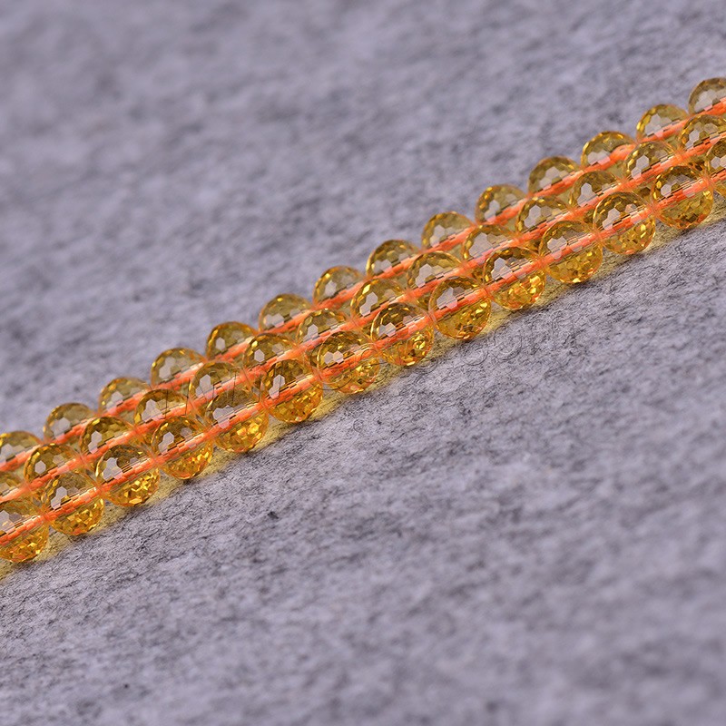 Natural Citrine Beads, Round, synthetic, 128-sided & November Birthstone & different size for choice & faceted, yellow, Hole:Approx 1-2mm, Length:Approx 15 Inch, Sold By Strand