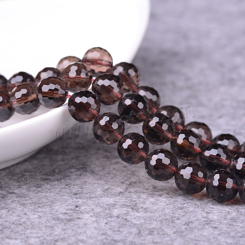 Natural Smoky Quartz Beads, Round, different size for choice & faceted, Hole:Approx 1-2mm, Length:Approx 15 Inch, Sold By Strand