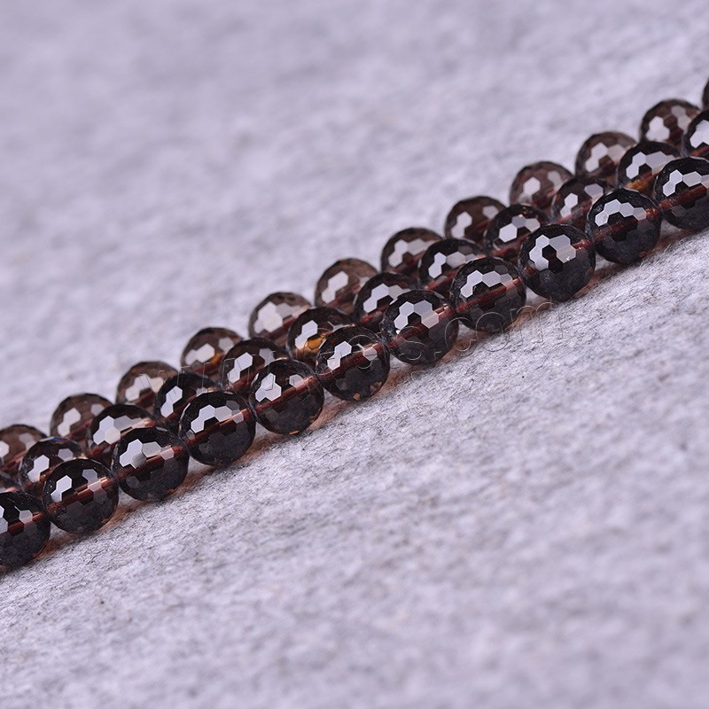Natural Smoky Quartz Beads, Round, different size for choice & faceted, Hole:Approx 1-2mm, Length:Approx 15 Inch, Sold By Strand