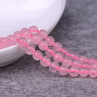 Natürliche Rosenquarz Perlen, rund, verschiedene Größen vorhanden, Bohrung:ca. 1-2mm, Länge:ca. 15 ZollInch, verkauft von Strang