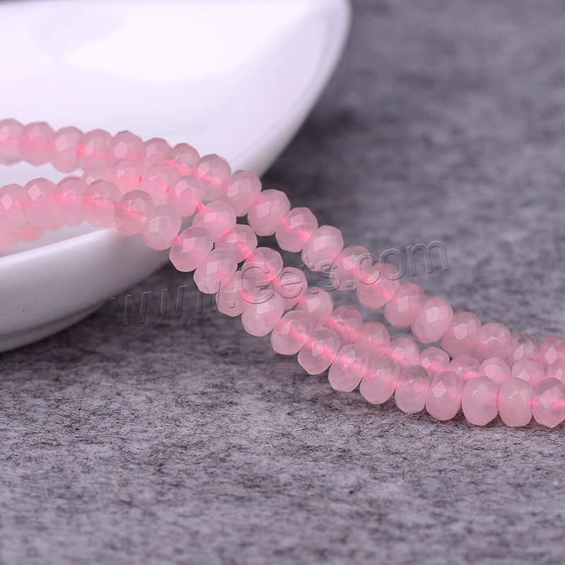 Natural Rose Quartz Beads, Rondelle, different size for choice & faceted, Hole:Approx 1mm, Length:Approx 15 Inch, Sold By Strand