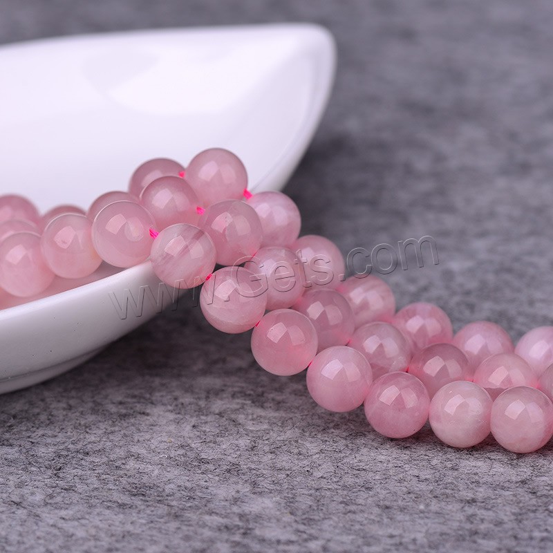 Natürliche Rosenquarz Perlen, rund, verschiedene Größen vorhanden, Grade AAAAA, Bohrung:ca. 1-2mm, Länge:ca. 15 ZollInch, verkauft von Strang